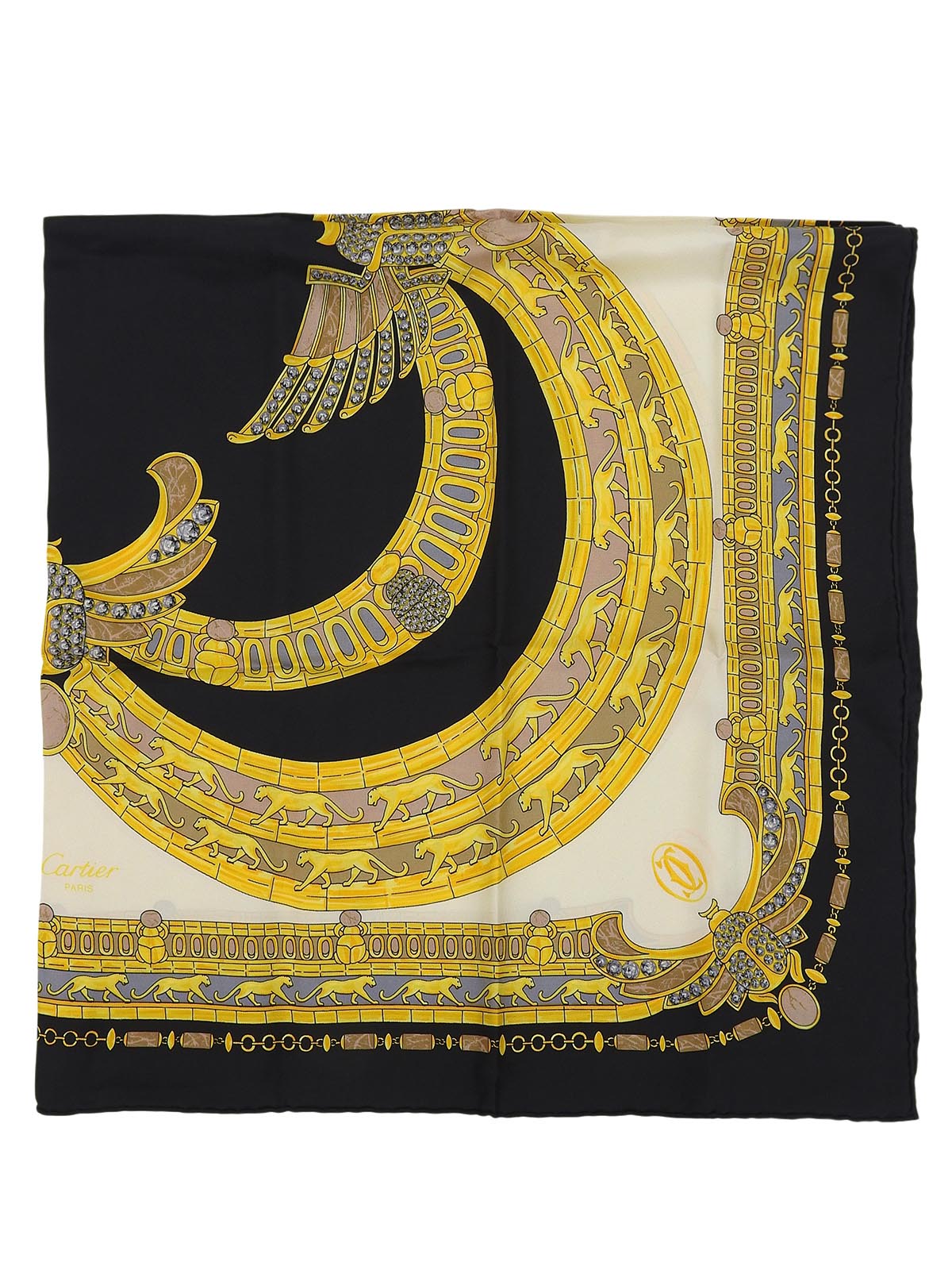 Panther Design Pattern Scarf in Black/Yellow/Multi