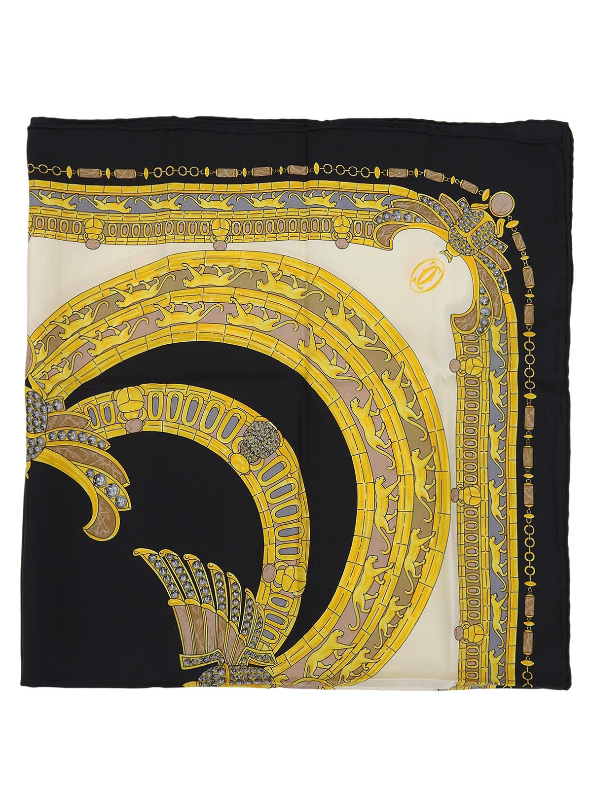 Panther Design Pattern Scarf in Black/Yellow/Multi