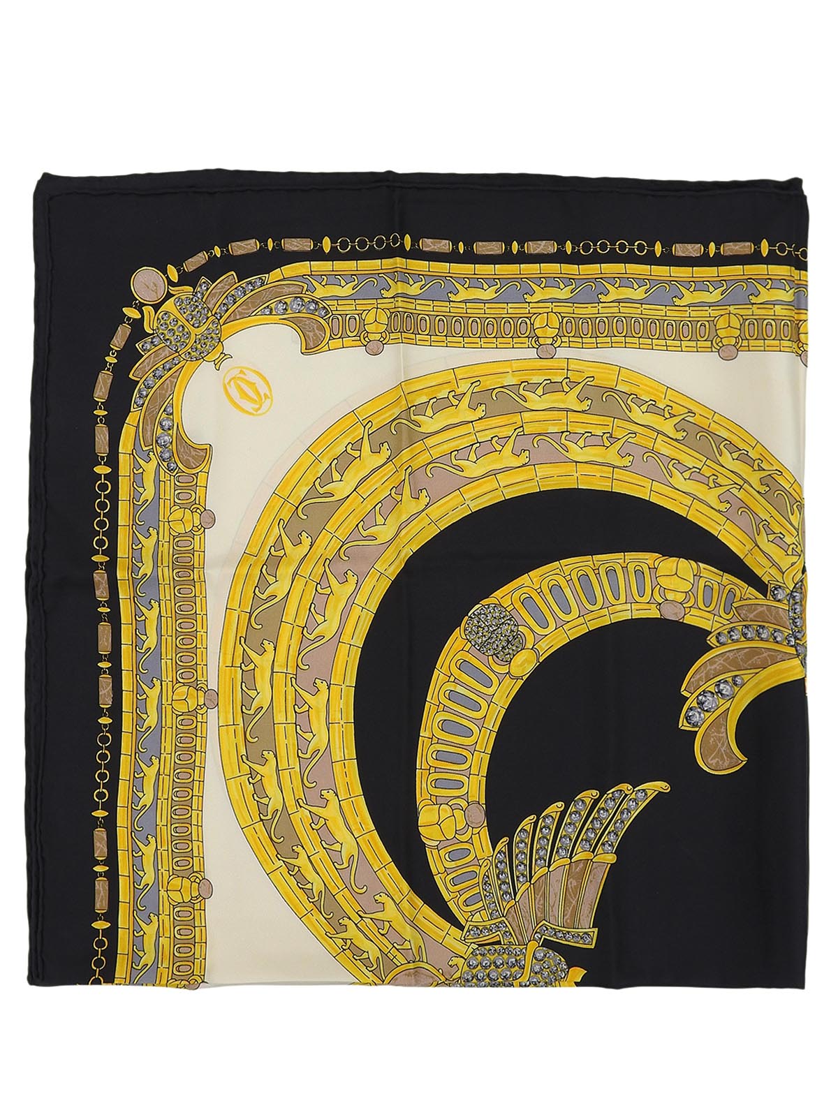 Panther Design Pattern Scarf in Black/Yellow/Multi