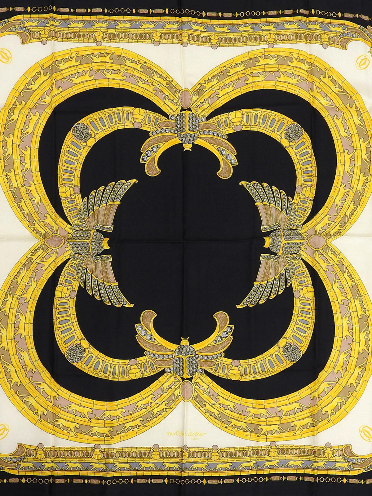 Panther Design Pattern Scarf in Black/Yellow/Multi