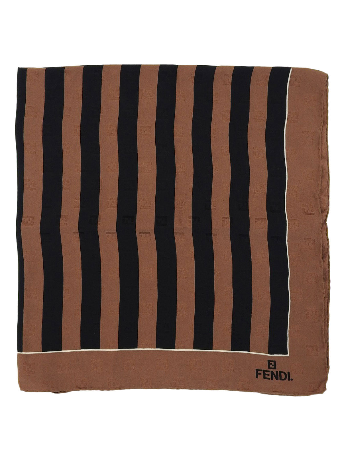 FFズッキーノストライプパターンスカーフ ブラック/ブラウン