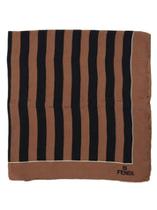 FFズッキーノストライプパターンスカーフ ブラック/ブラウン