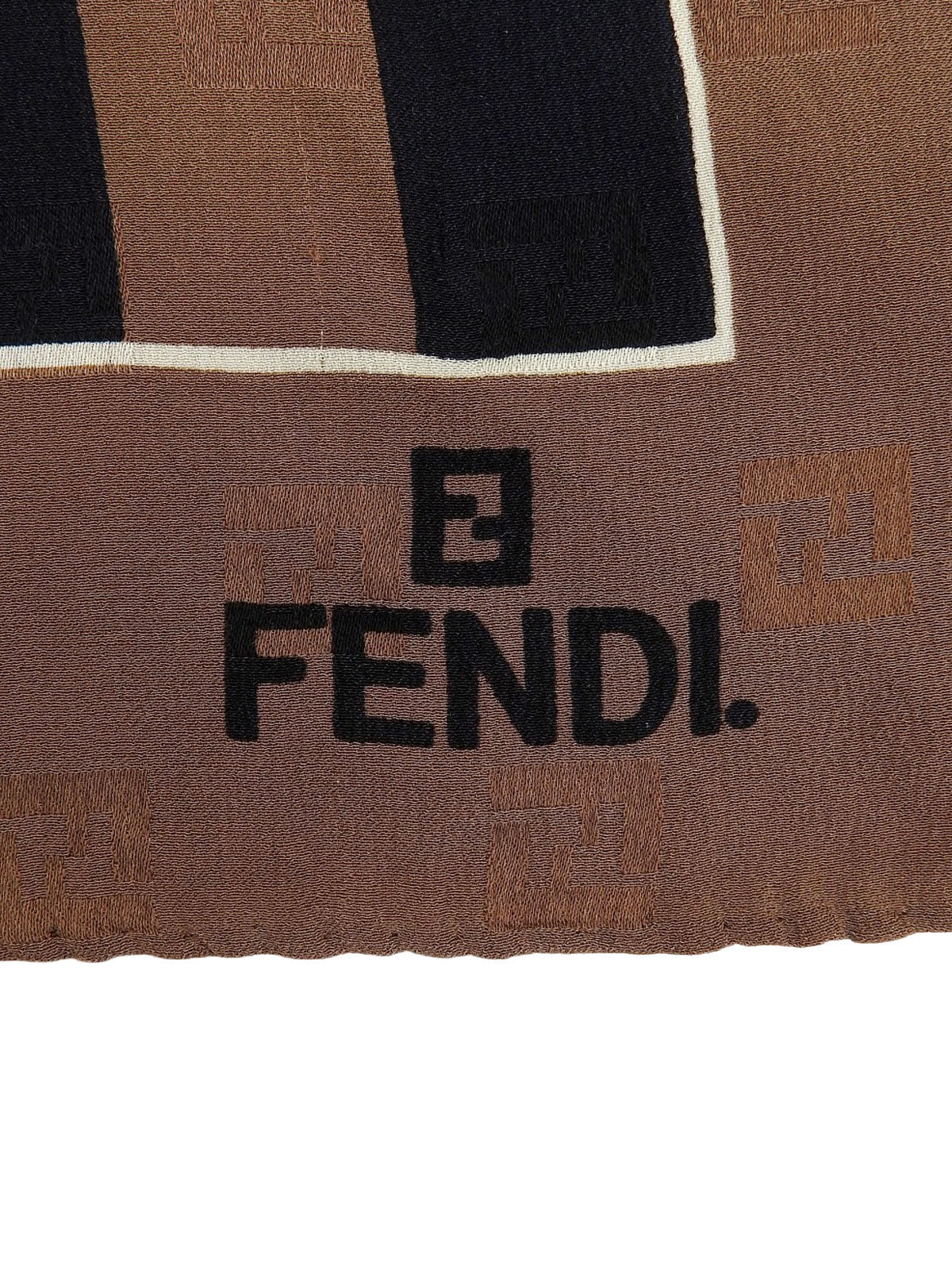 FFズッキーノストライプパターンスカーフ ブラック/ブラウン