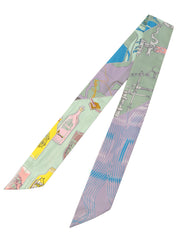 AUX PAYS DES EPICES Spiceland Pattern Pleated Scarf Beige/Multi