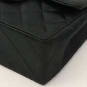Circa 1985-1990 Silk Satin Classic Flap Chain Shoulder Bag Mini, Black