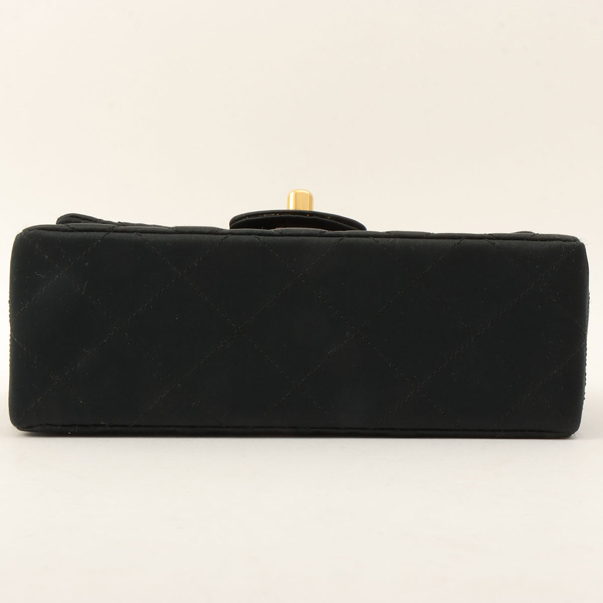 Circa 1985-1990 Silk Satin Classic Flap Chain Shoulder Bag Mini, Black