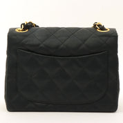 Circa 1985-1990 Silk Satin Classic Flap Chain Shoulder Bag Mini, Black