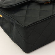 Circa 1985-1990 Silk Satin Classic Flap Chain Shoulder Bag Mini, Black