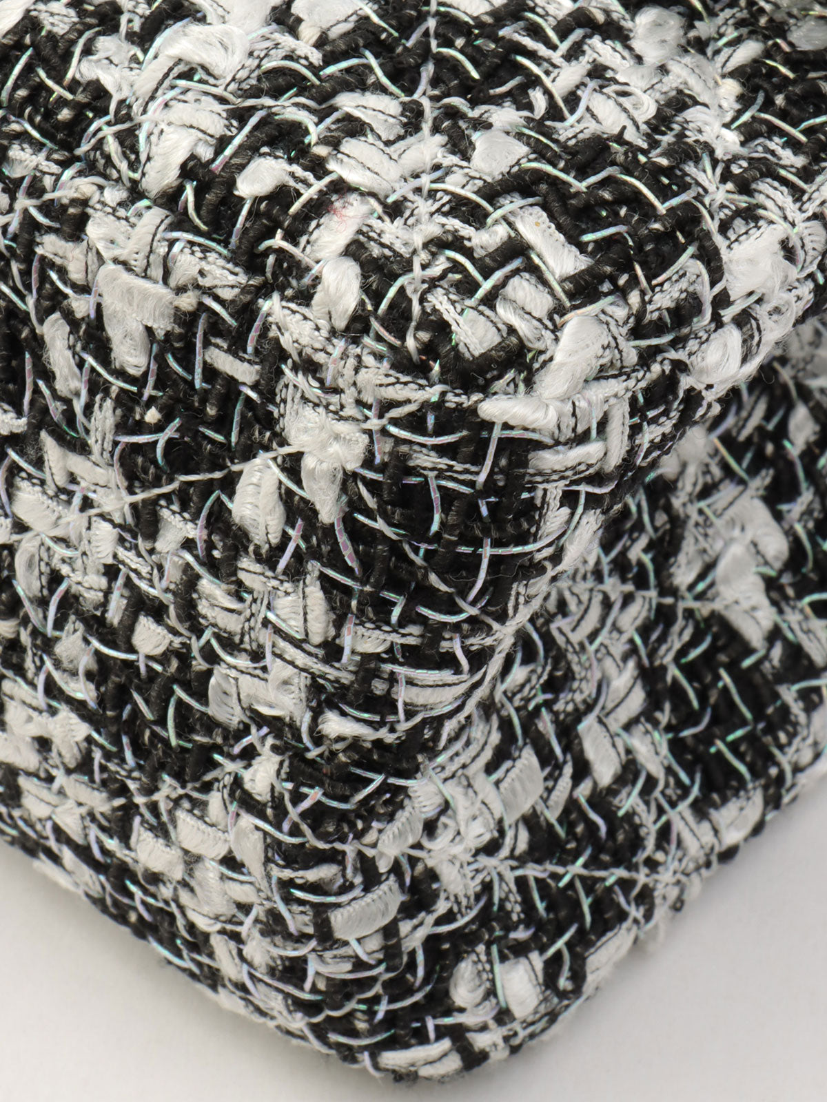 2020年頃製 ラメツイードダブルフラップ2.55チェーンショルダーバッグ ブラック/ホワイト