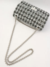 2020年頃製 ラメツイードダブルフラップ2.55チェーンショルダーバッグ ブラック/ホワイト