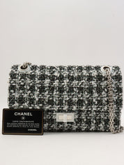 2020年頃製 ラメツイードダブルフラップ2.55チェーンショルダーバッグ ブラック/ホワイト