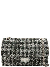 2020年頃製 ラメツイードダブルフラップ2.55チェーンショルダーバッグ ブラック/ホワイト