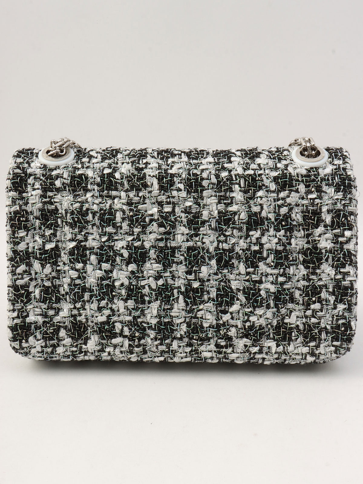 2020年頃製 ラメツイードダブルフラップ2.55チェーンショルダーバッグ ブラック/ホワイト