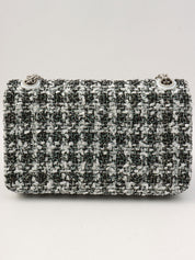 2020年頃製 ラメツイードダブルフラップ2.55チェーンショルダーバッグ ブラック/ホワイト