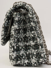 2020年頃製 ラメツイードダブルフラップ2.55チェーンショルダーバッグ ブラック/ホワイト