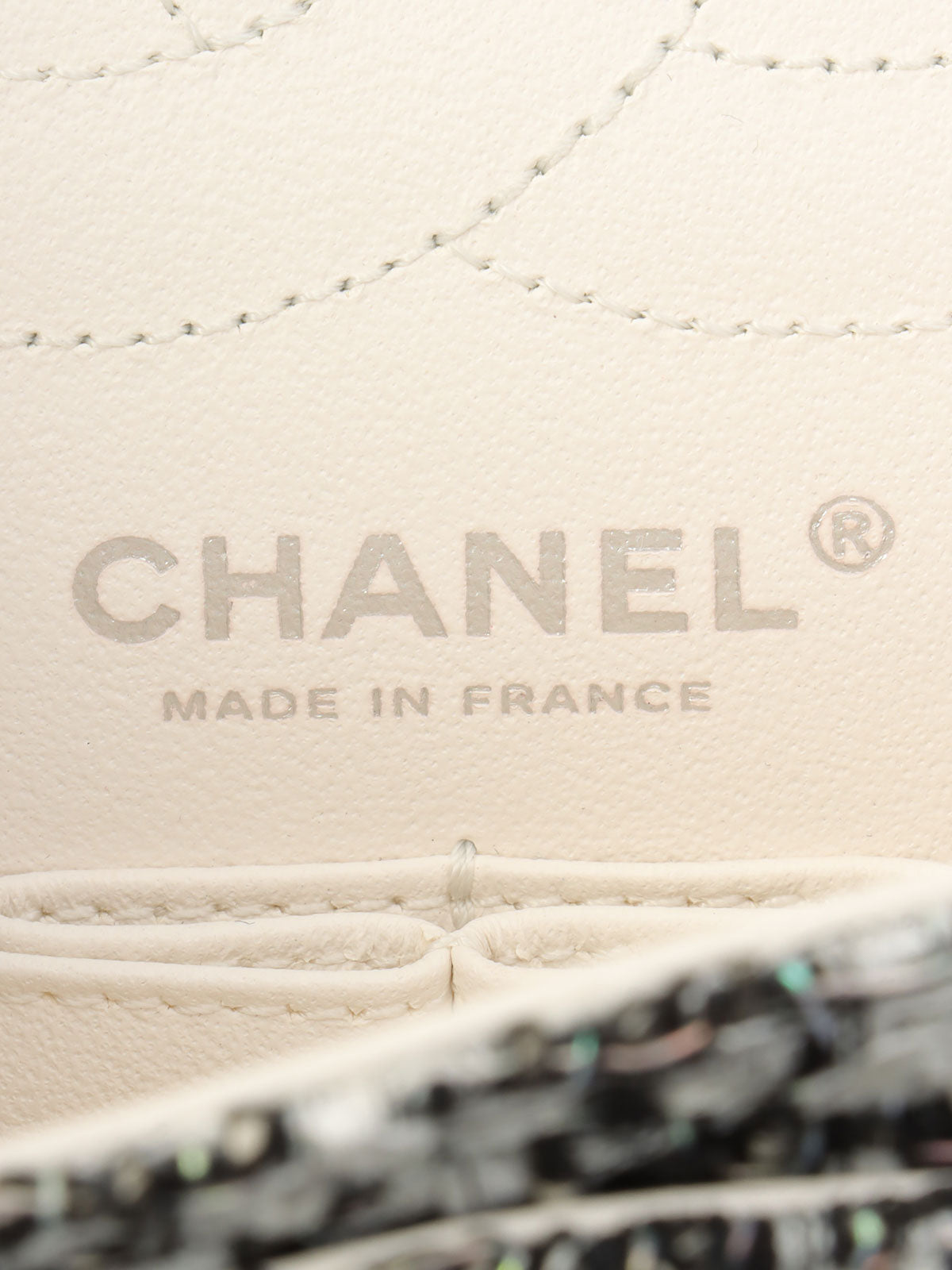 2020年頃製 ラメツイードダブルフラップ2.55チェーンショルダーバッグ ブラック/ホワイト