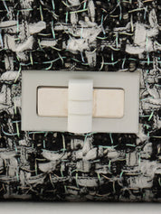 2020年頃製 ラメツイードダブルフラップ2.55チェーンショルダーバッグ ブラック/ホワイト