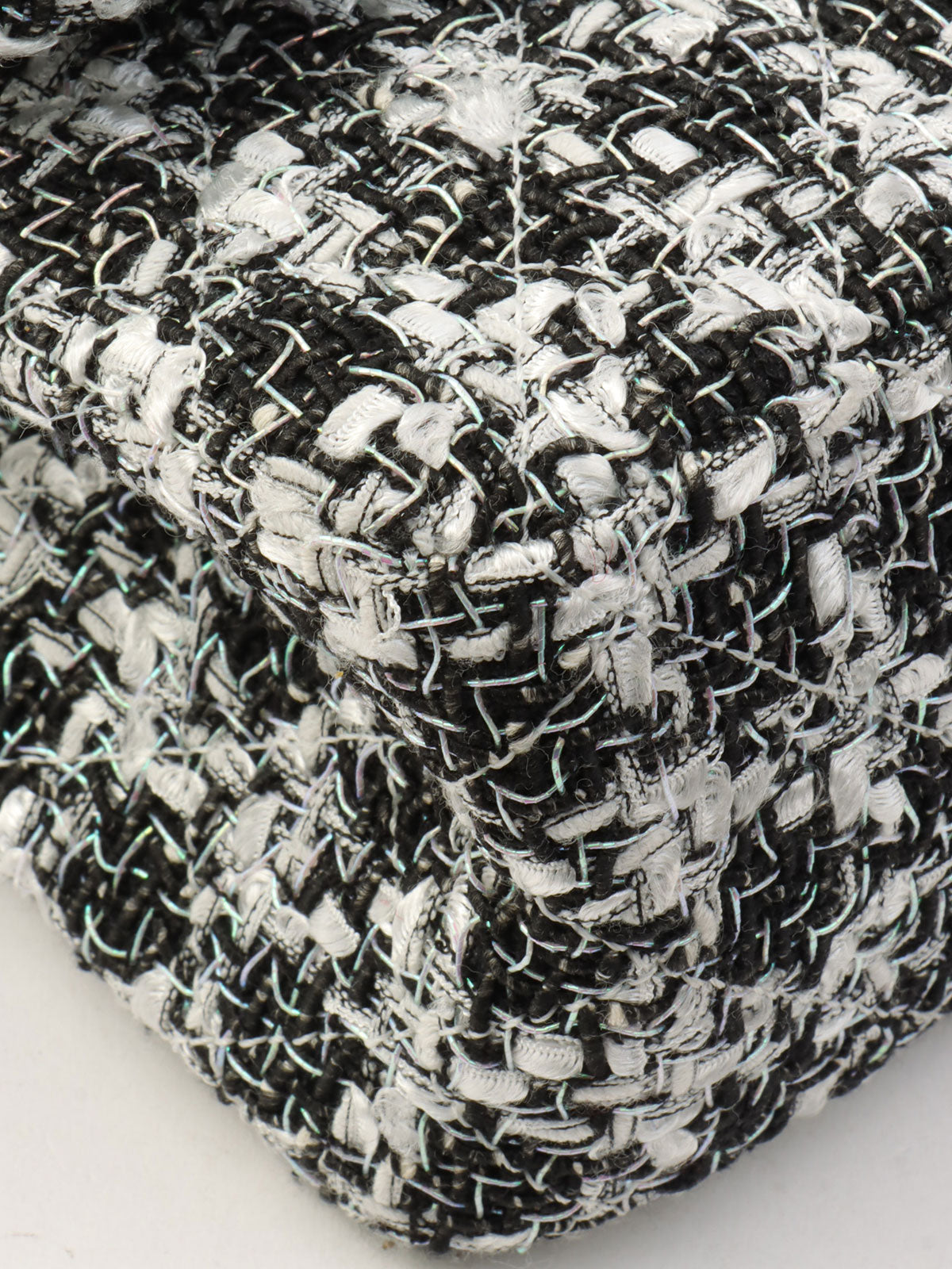 2020年頃製 ラメツイードダブルフラップ2.55チェーンショルダーバッグ ブラック/ホワイト