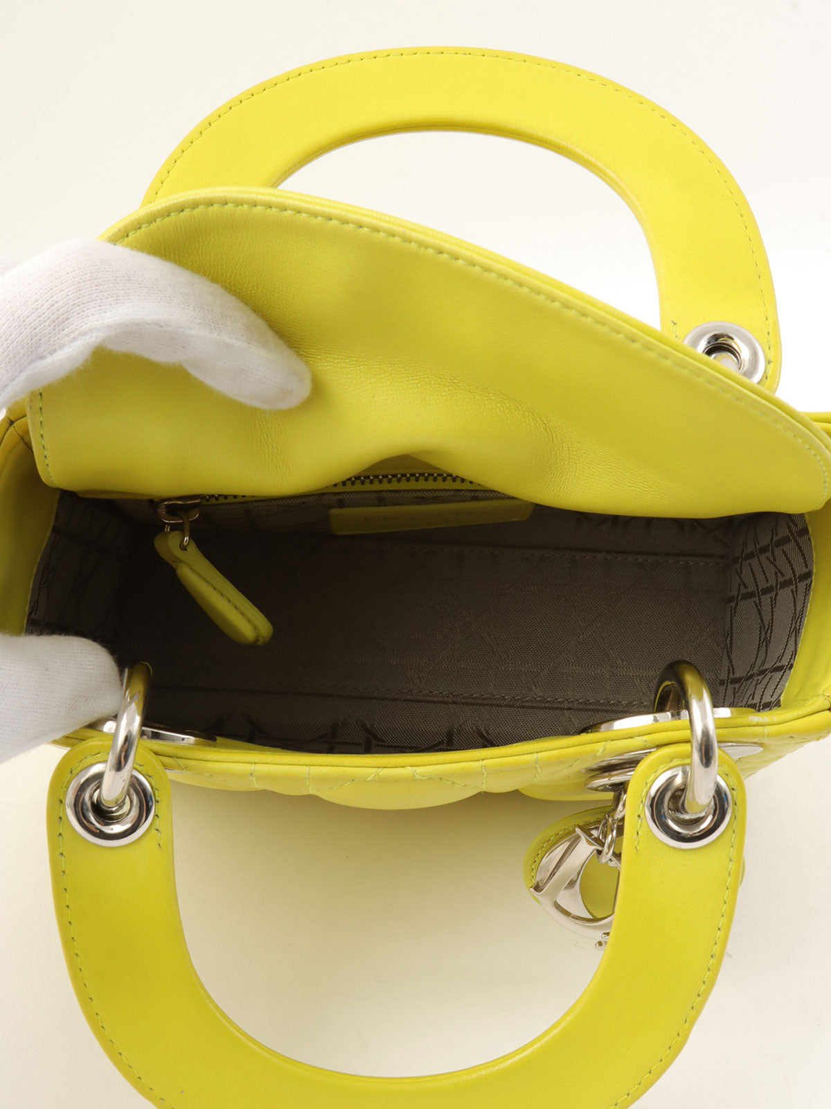 レディディオールカナージュステッチ2wayバッグ イエロー