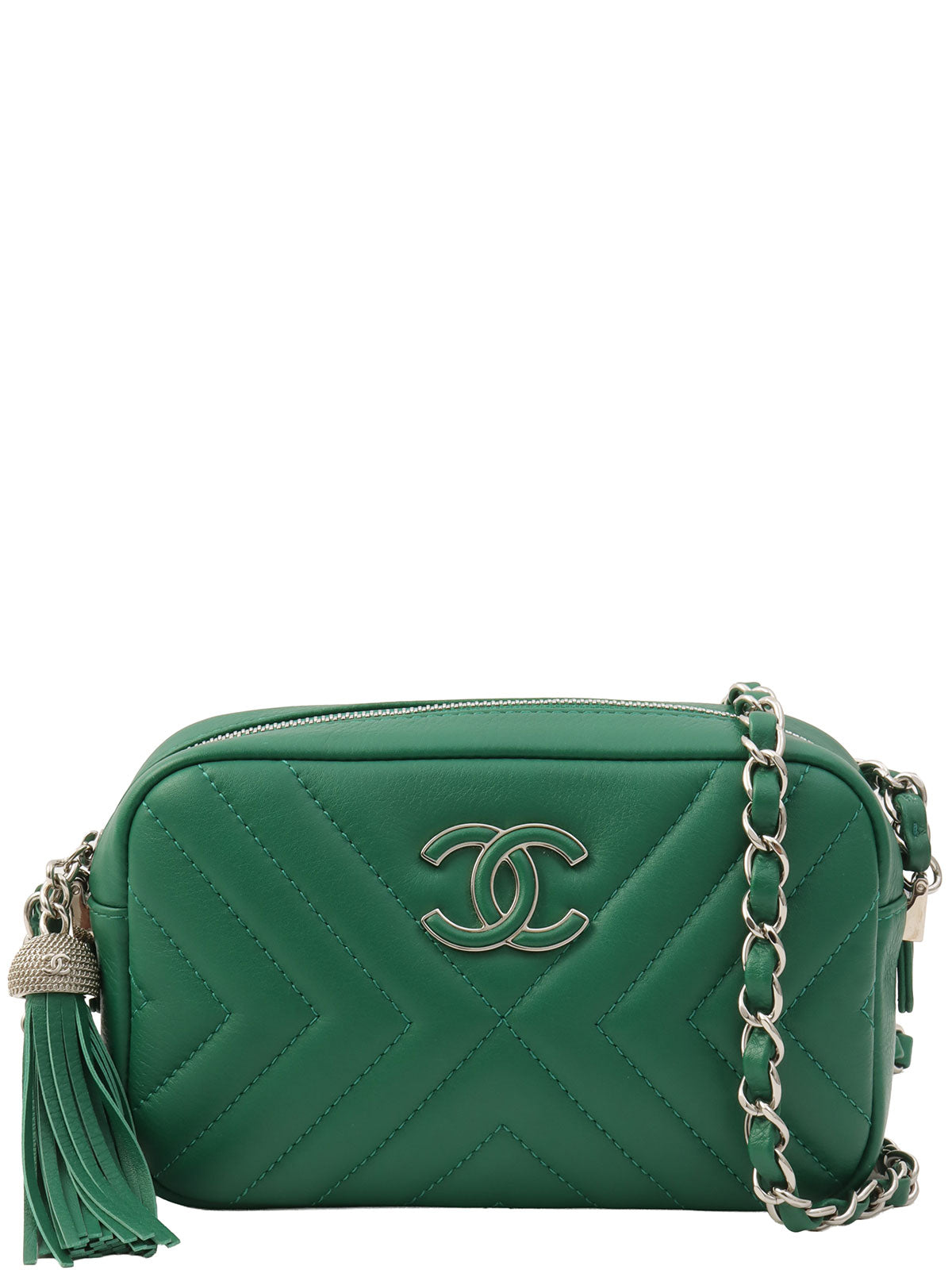 1992-ish CC Mark Plate Fringe Chain Shoulder Bag Green