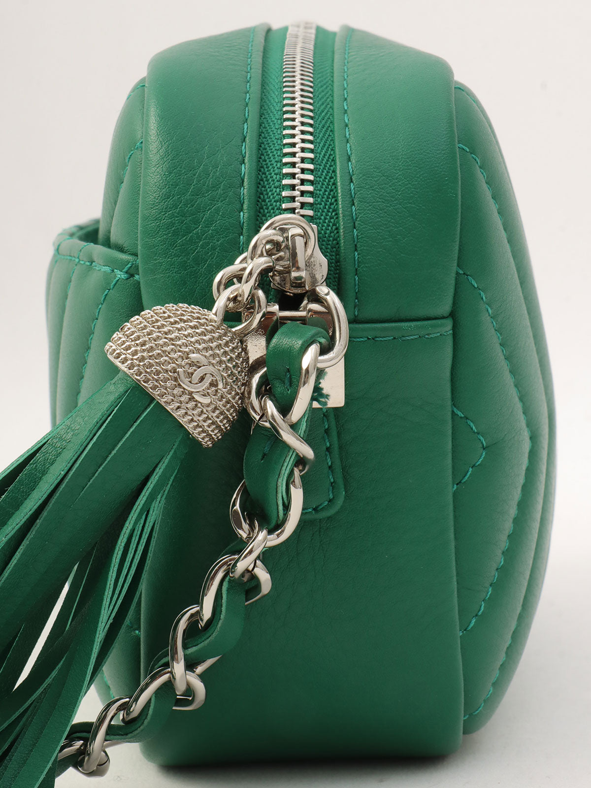 1992-ish CC Mark Plate Fringe Chain Shoulder Bag Green
