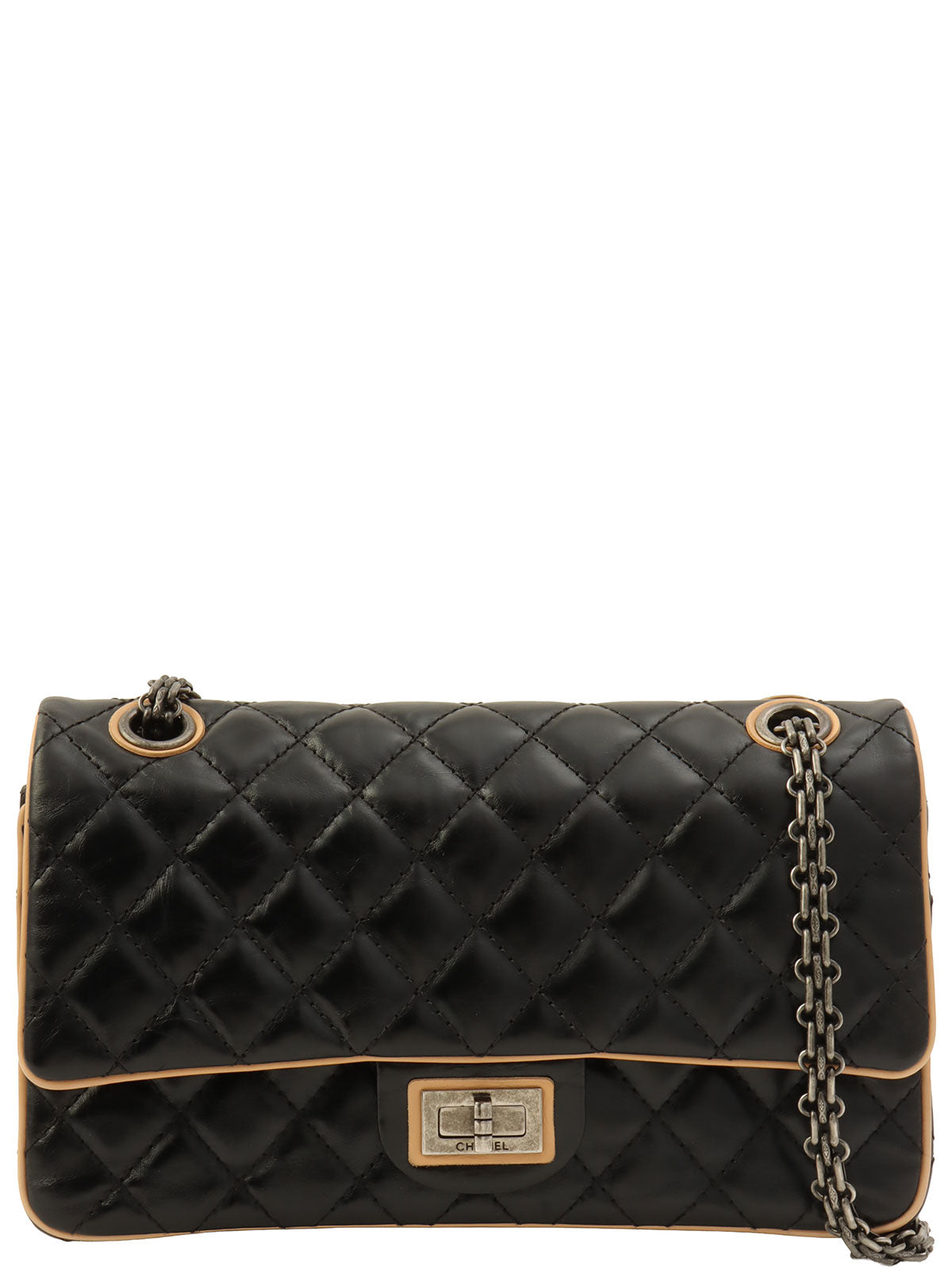 Around 2013 Double Flap 2.55 Chain Shoulder Bag Black