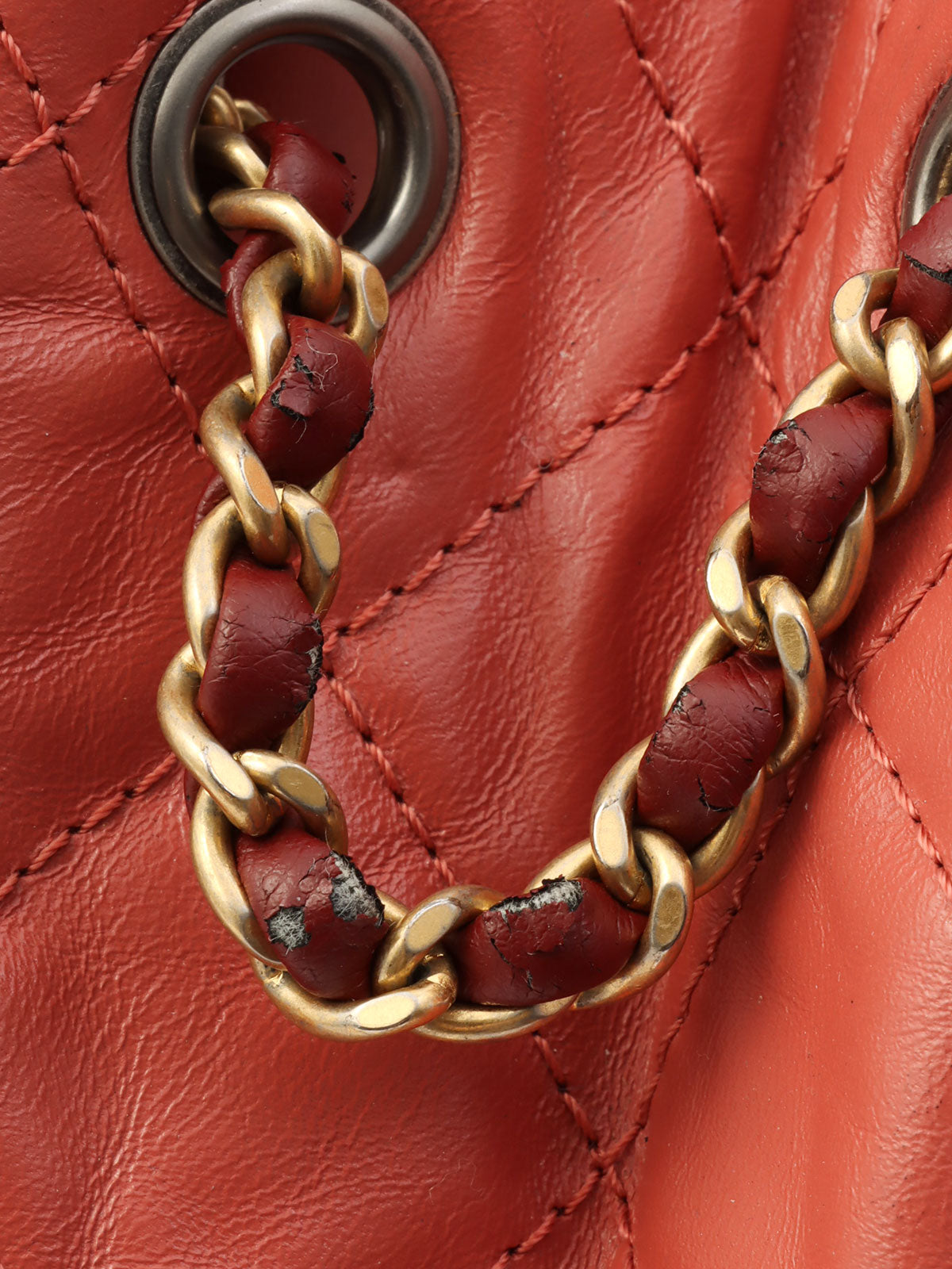 2018年頃製 CCマークプレートチェーンバックパック ピンク/ボルドー