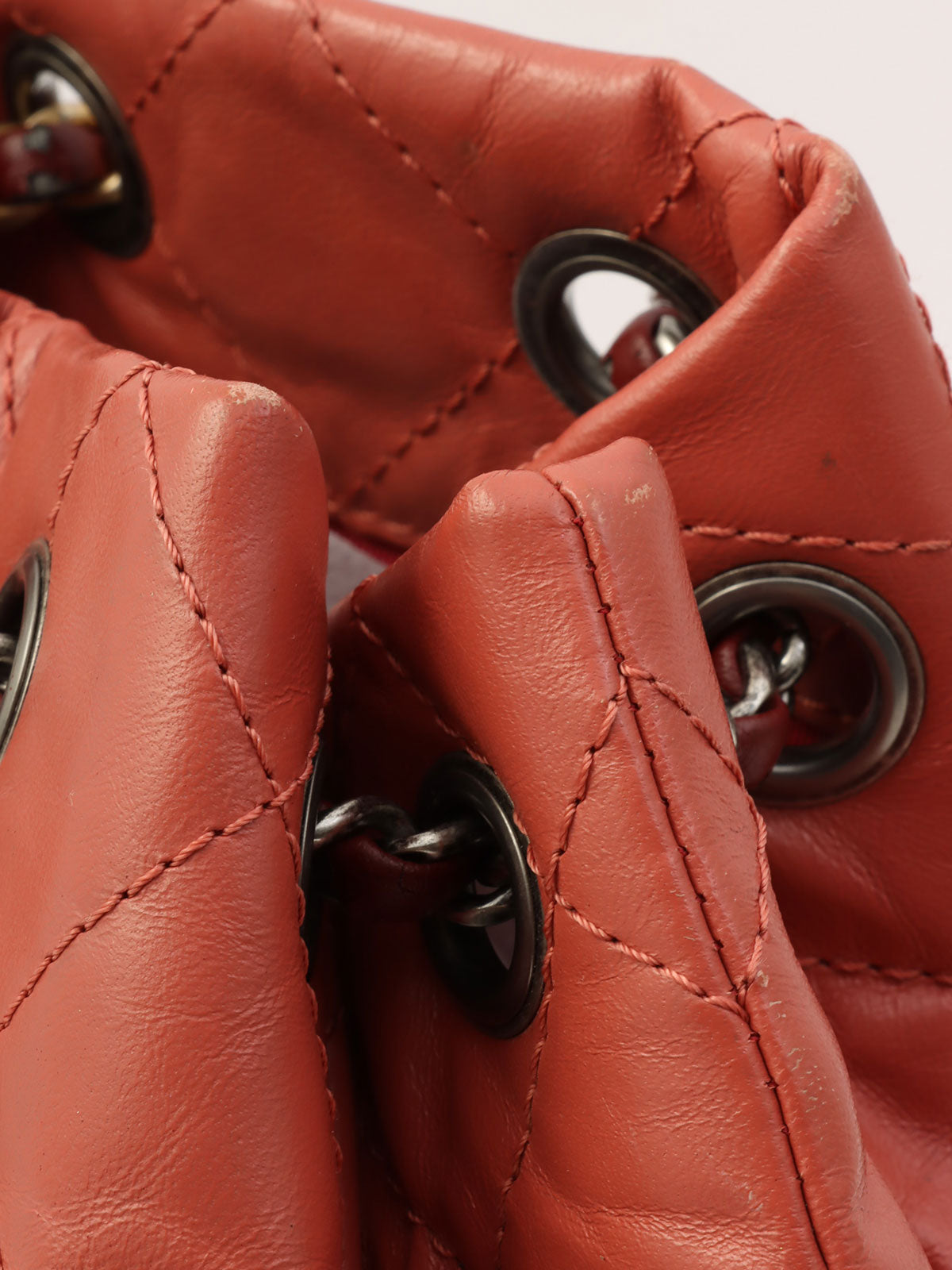 2018年頃製 CCマークプレートチェーンバックパック ピンク/ボルドー