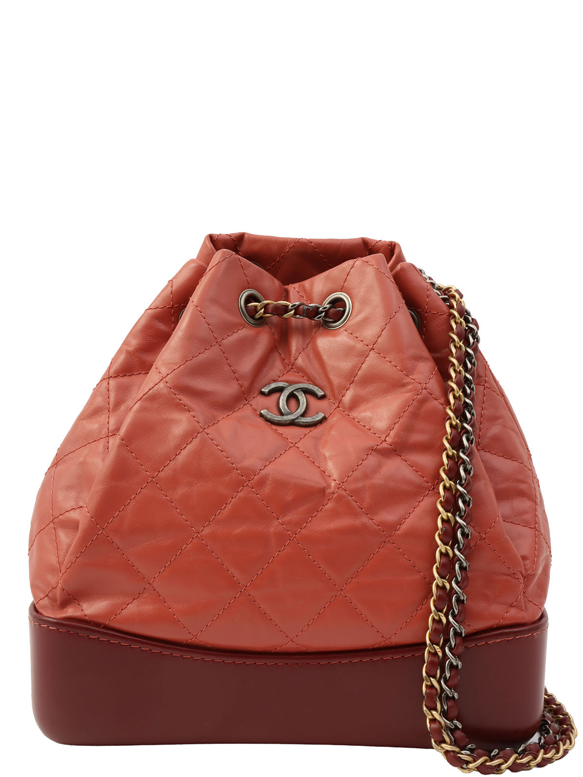 2018年頃製 CCマークプレートチェーンバックパック ピンク/ボルドー