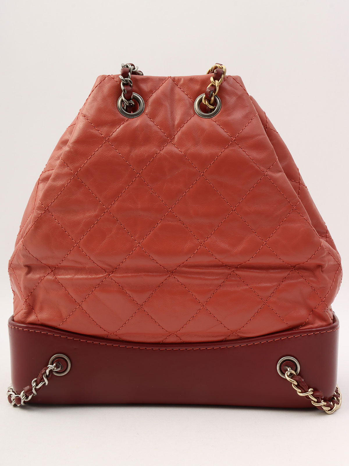 2018年頃製 CCマークプレートチェーンバックパック ピンク/ボルドー