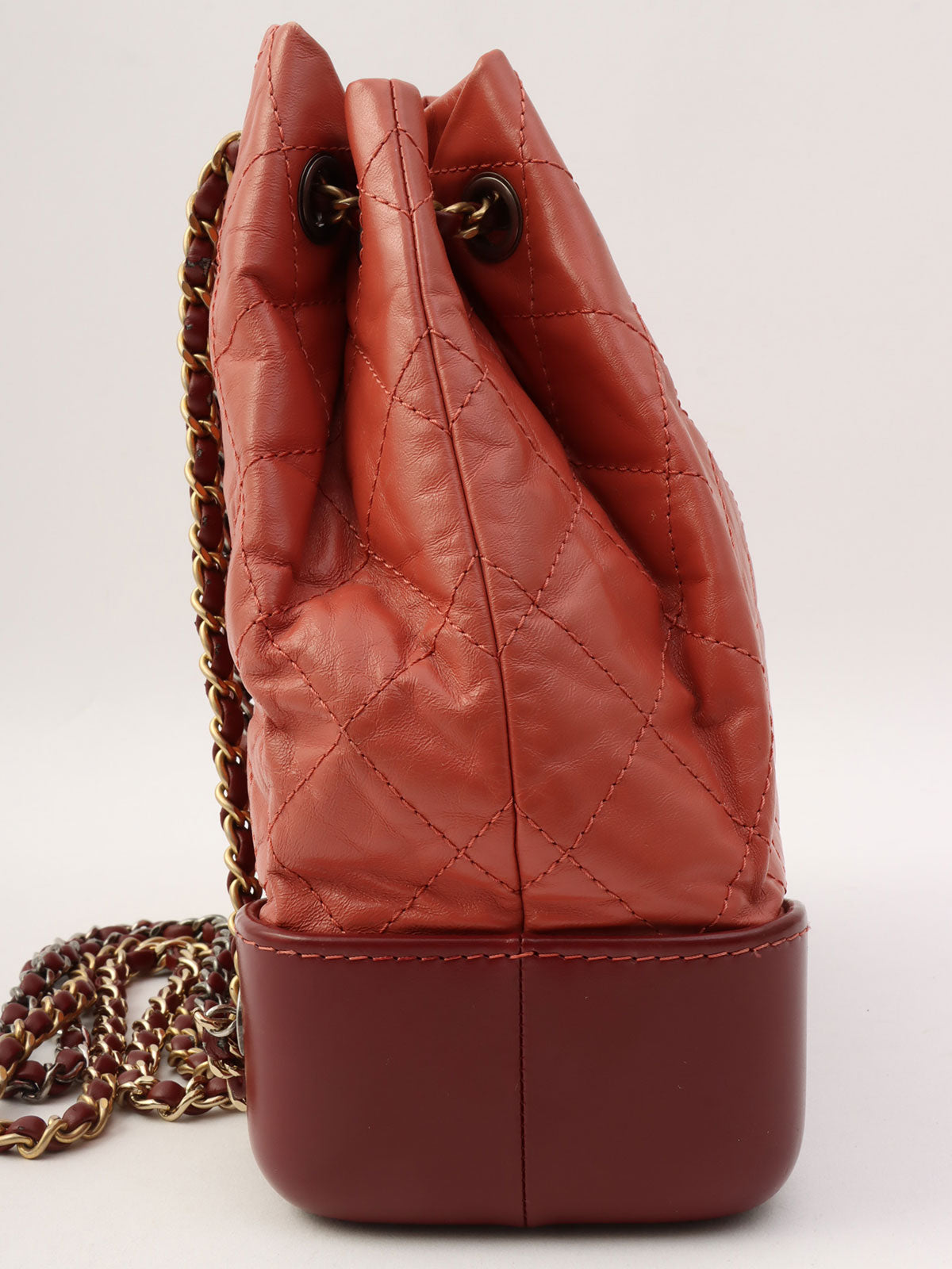 2018年頃製 CCマークプレートチェーンバックパック ピンク/ボルドー