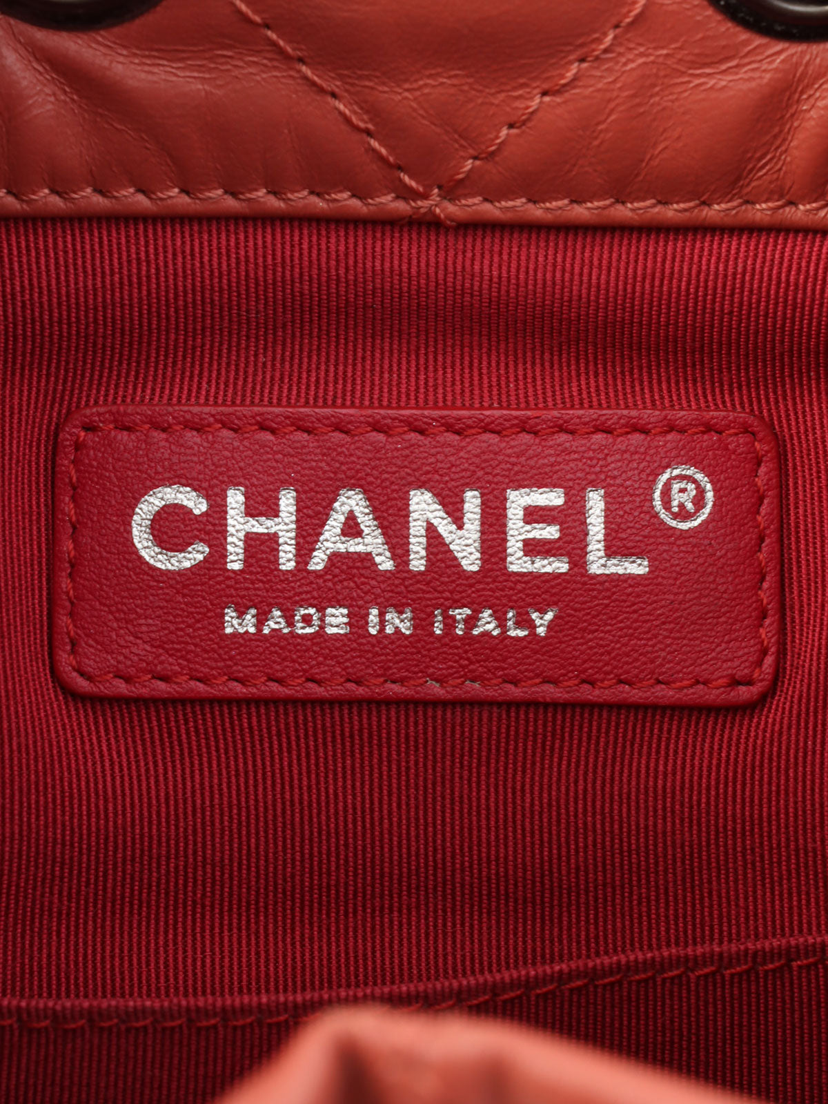 2018年頃製 CCマークプレートチェーンバックパック ピンク/ボルドー