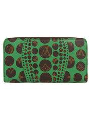 2012 Yayoi Kusama Collaboration Zippy Wallet Brown/Green
