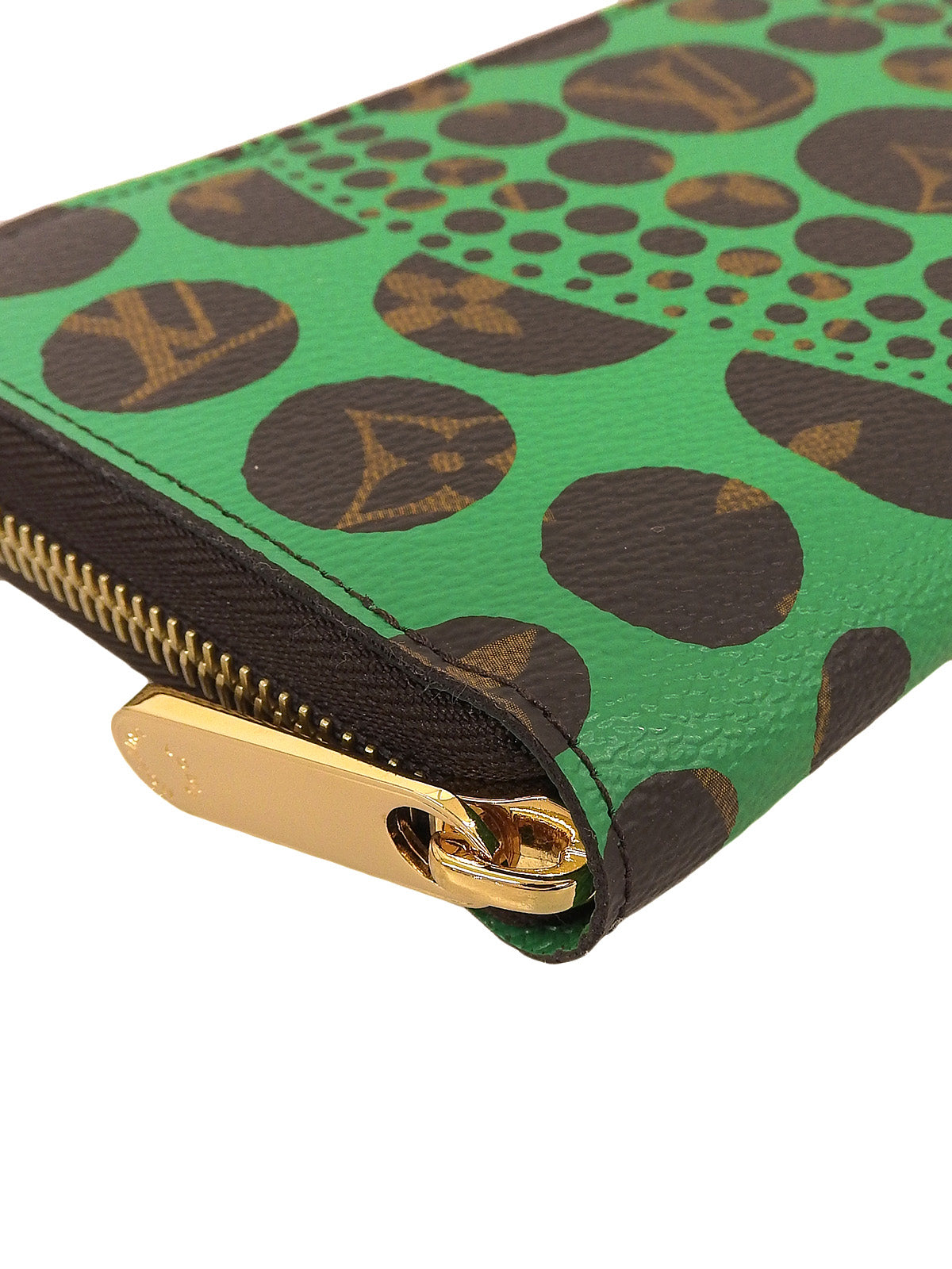2012 Yayoi Kusama Collaboration Zippy Wallet Brown/Green