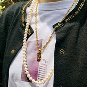 Logo Plate Necklace Gold