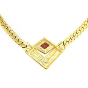 Rhinestone V-motif Necklace Gold/Pink