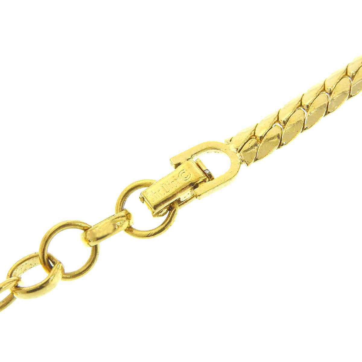Rhinestone V-motif Necklace Gold/Pink