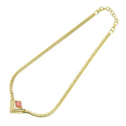 Rhinestone V-motif Necklace Gold/Pink
