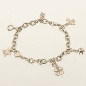 Rhinestone Logo Charm Macadam Bracelet Silver