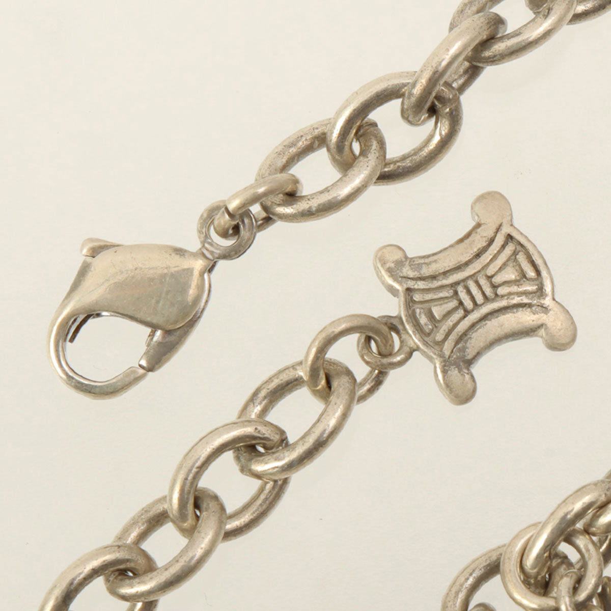 Rhinestone Logo Charm Macadam Bracelet Silver