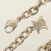 Rhinestone Logo Charm Macadam Bracelet Silver