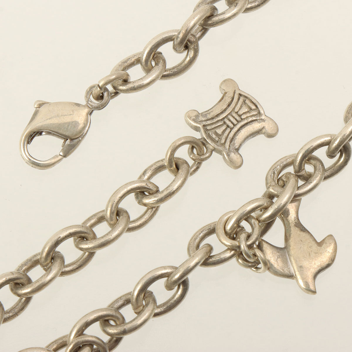 Rhinestone Logo Charm Macadam Bracelet Silver