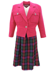 粉色/多色格子图案半身裙套装