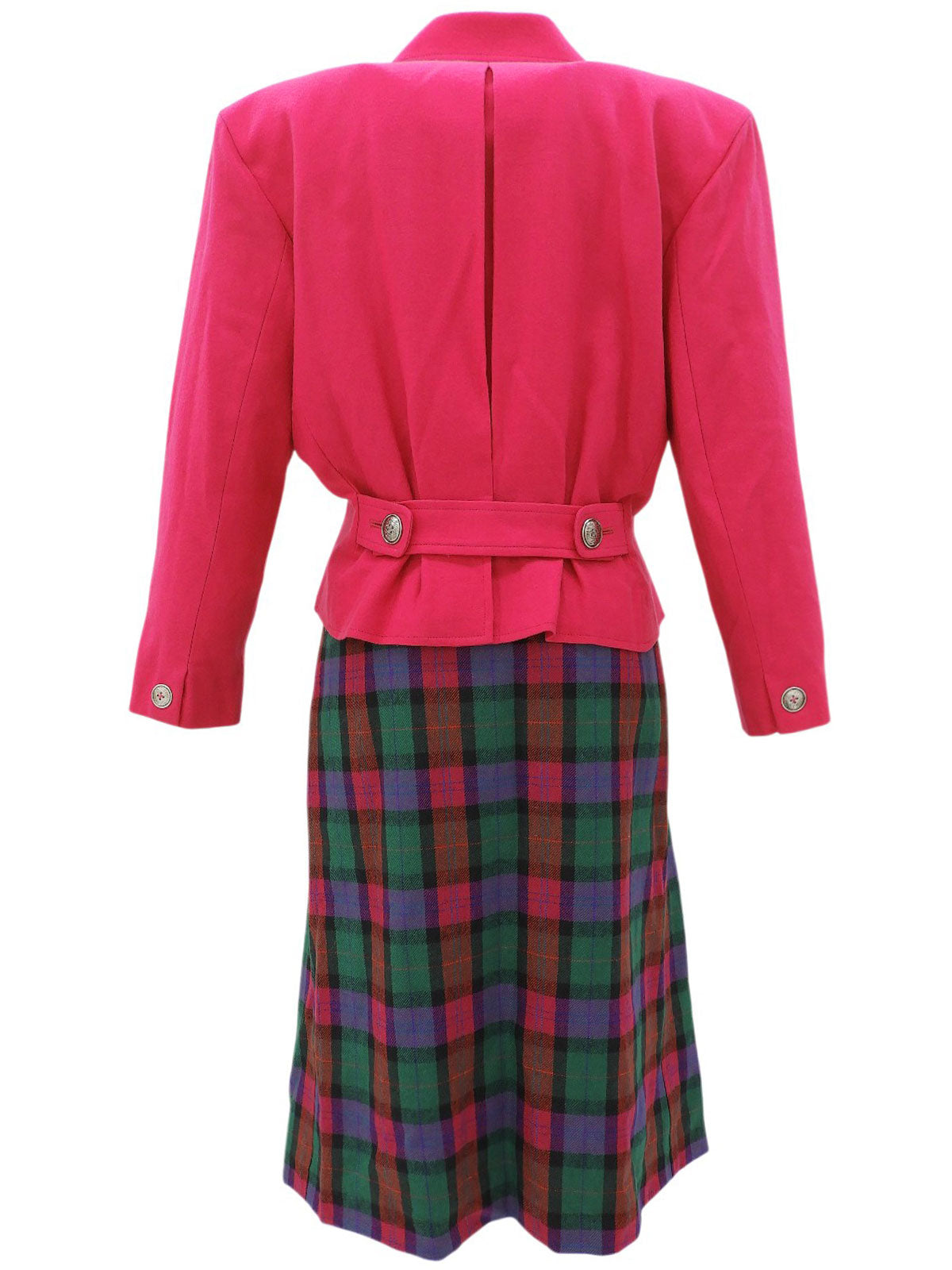 粉色/多色格子图案半身裙套装