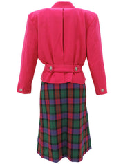 粉色/多色格子图案半身裙套装