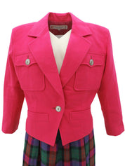 粉色/多色格子图案半身裙套装