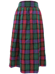 粉色/多色格子图案半身裙套装