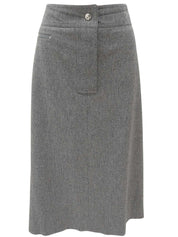 灰色羊毛logo纽扣裙