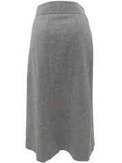 灰色羊毛logo纽扣裙