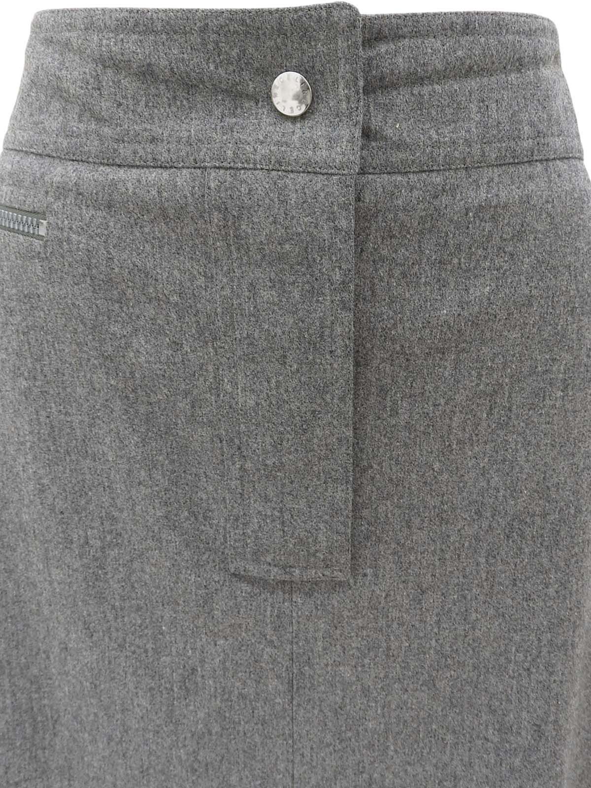 灰色羊毛logo纽扣裙